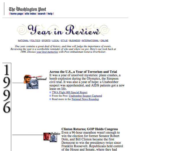 Washington Post website image, from 1996